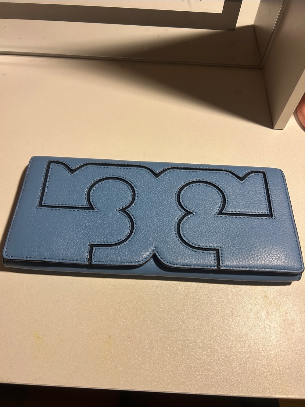 Tory Burch Sky Blue Leather Continental Card Holder Wallet